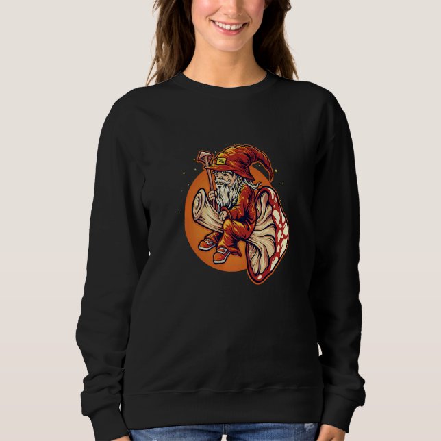 Sweatshirt Gnome Flying a Magical Red Mushroom Premium (Devant)