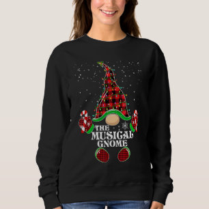 Sweatshirt Gnome Musical Buffalo à carreaux Famille Noël appa