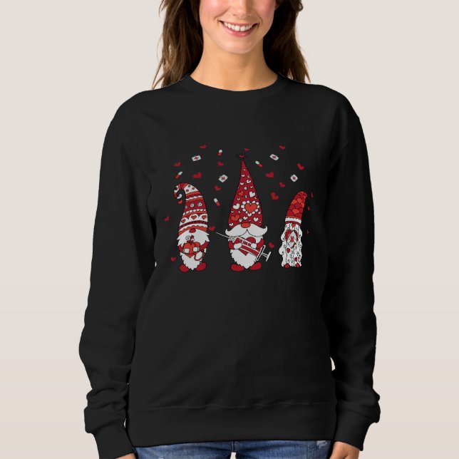 Sweatshirt Gnome Nurse Scrub Valentine RN ICU ER Valentines D (Devant)