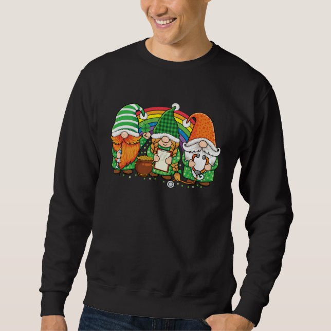 Sweatshirt Gnome Nurses Saint Pattys day Scrub Nurse St Patri (Devant)