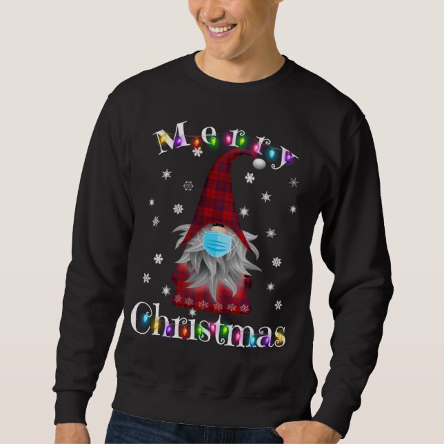 Sweatshirt Gnome Pyjama de Noël Masque Visage - Garden Gnome (Devant)