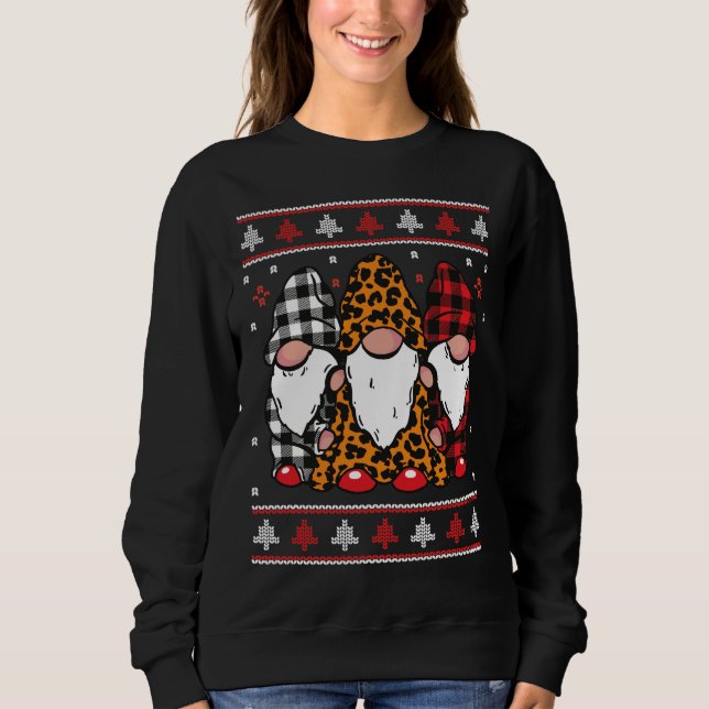 Sweatshirt Gnomes amusants Noël mignonnes Gnomes dans un pull (Devant)