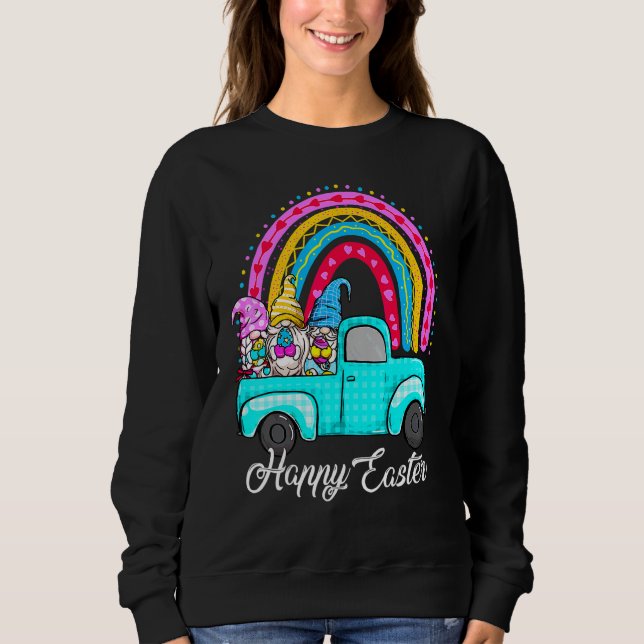 Sweatshirt Gnomes Arc-En-Ciel Avec Oeufs De Lapin Chasse Cami (Devant)
