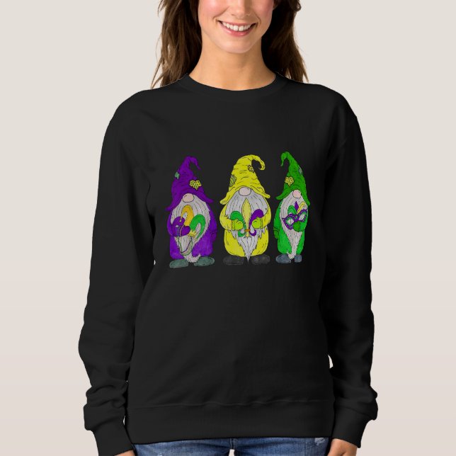 Sweatshirt Gnomes Bouffon Perles & Masque Mardi Gras Gnomes C (Devant)