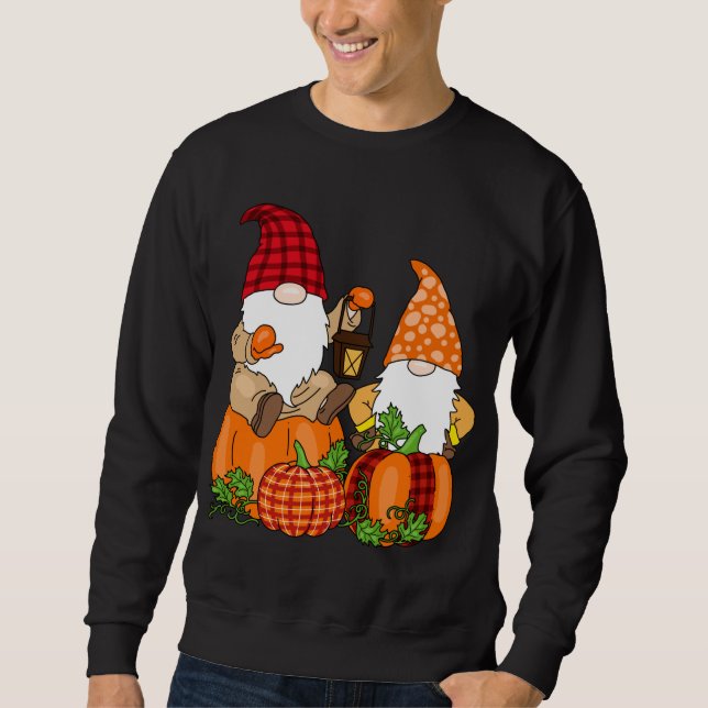 Sweatshirt Gnomes de Thanksgiving mignon Citrouille Gnomes d' (Devant)