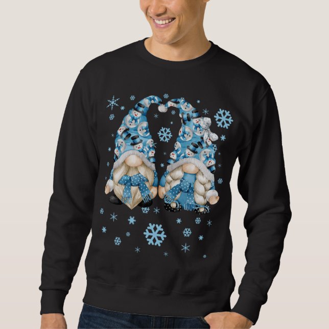 Sweatshirt Gnomes D'Hiver Uniques Avec Décor De Snowman (Devant)