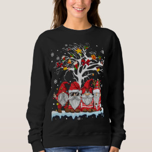 Sweatshirt Gnomes En Rouge Gnome Noël Feux Arbre Lumières Sn