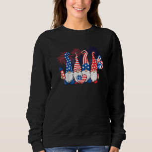 Sweatshirt Gnomes Patriotique American Flag Gnomes Mignons 4e