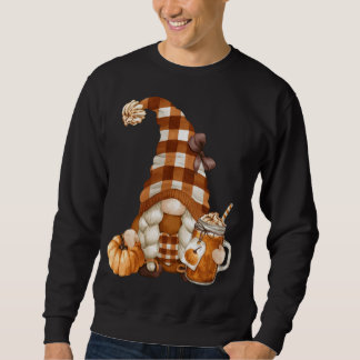 Sweatshirt Gnomie D'Automne À Buffalo Plaid - Citrouille Spic