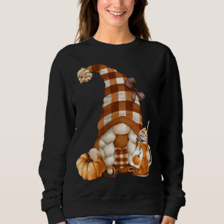 Sweatshirt Gnomie D'Automne À Buffalo Plaid - Citrouille Spic