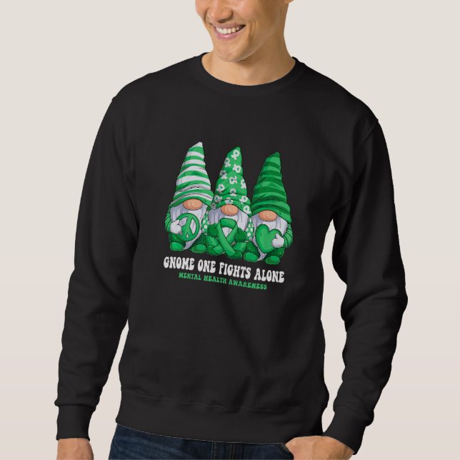 Sweatshirt Gnomies Mental Health Awareness Month Green Ribbon (Devant)