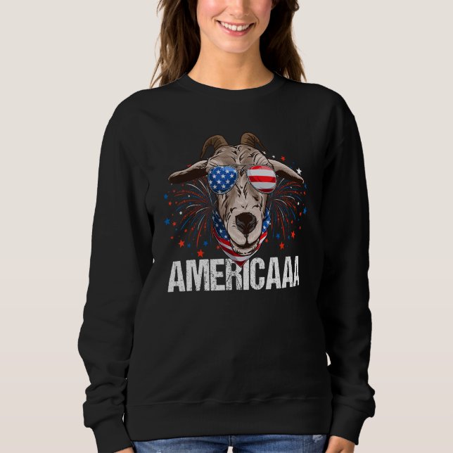 Sweatshirt Goat Americaaa 4th Of July USA Patriotic  Boy Fire (Devant)