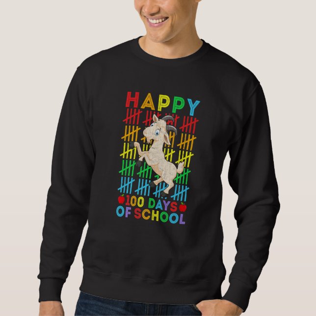 Sweatshirt Goat Teacher Student Happy 100 Days of School (Devant)