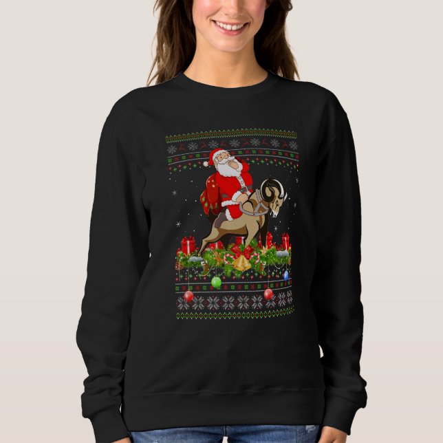 Sweatshirt Goat  Ugly Santa Riding Goat Christmas (Devant)