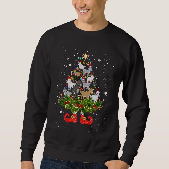Sweatshirt Goats Christmas Tree Lights Cute Santa Hat (Devant)