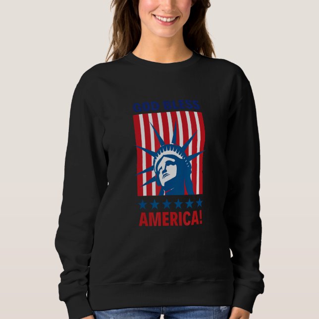 Sweatshirt God Bless America Happy 4th of July Patriotic USA  (Devant)