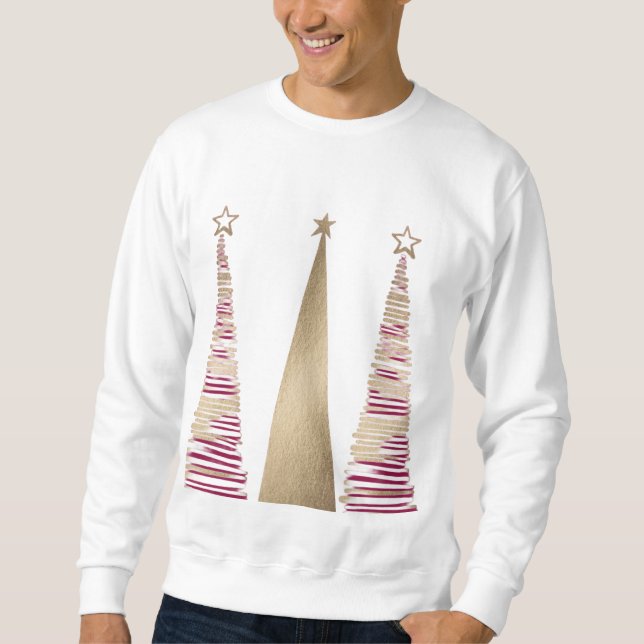 Sweatshirt Gold & deep red Christmas Tree's mens (Devant)