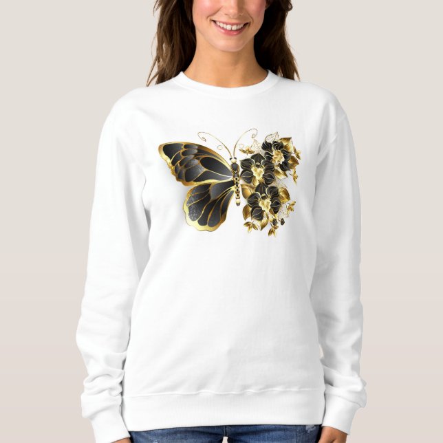 Sweatshirt Gold flower Butterfly with Black Orchid (Devant)