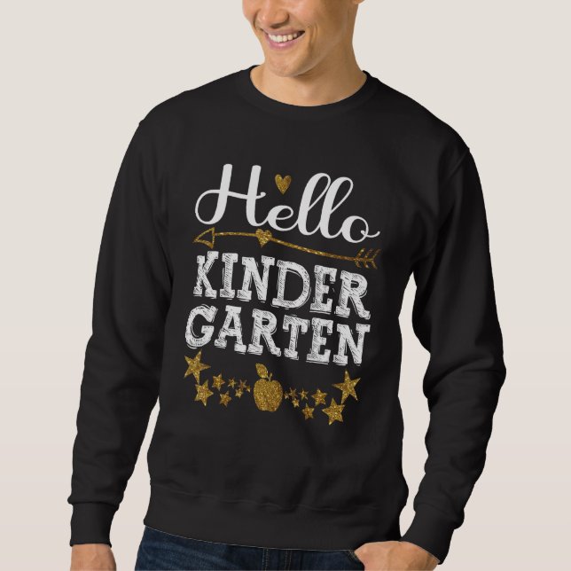 Sweatshirt Gold Stars Hello Kindergarten Squad Premier Jour T (Devant)