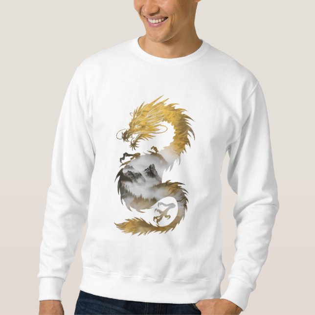 Sweatshirt Golden Dragon Nebula Élégance mystique (Devant)