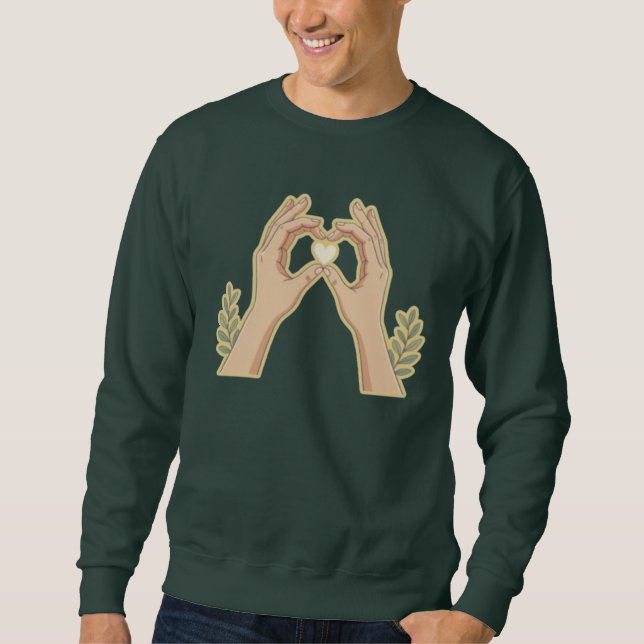 Sweatshirt Golden Hands Heart – Cute Family-Friendly Cartoon  (Devant)