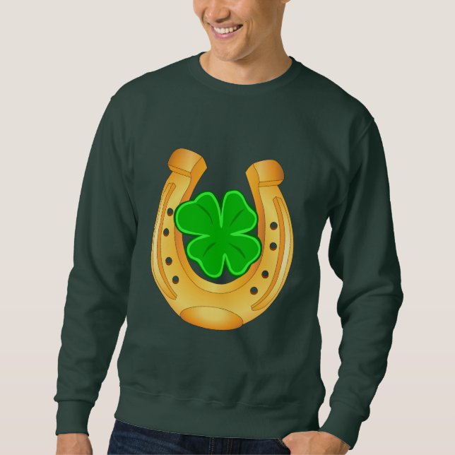 Sweatshirt Golden Horseshoe Lucky Four Leafed Clover Shirt (Devant)