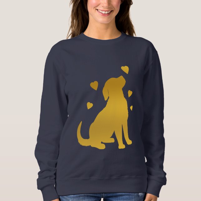 Sweatshirt Golden retriever avec des coeurs (Devant)