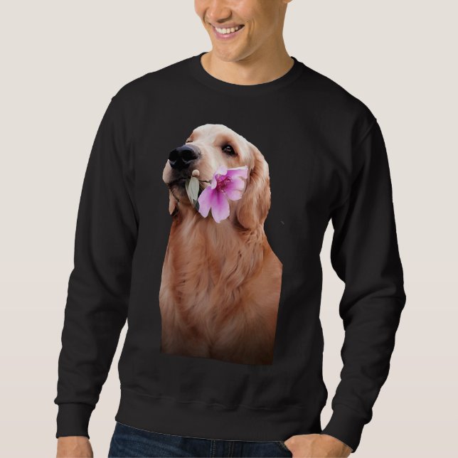 Sweatshirt Golden Retriever Avec Fleur (Devant)