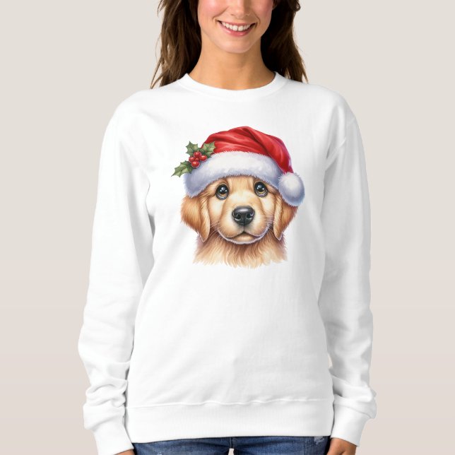 Sweatshirt Golden Retriever Chien avec le Père Noël Style-825 (Devant)