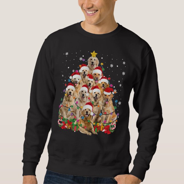 Sweatshirt Golden Retriever Christmas Lights Tree (Devant)