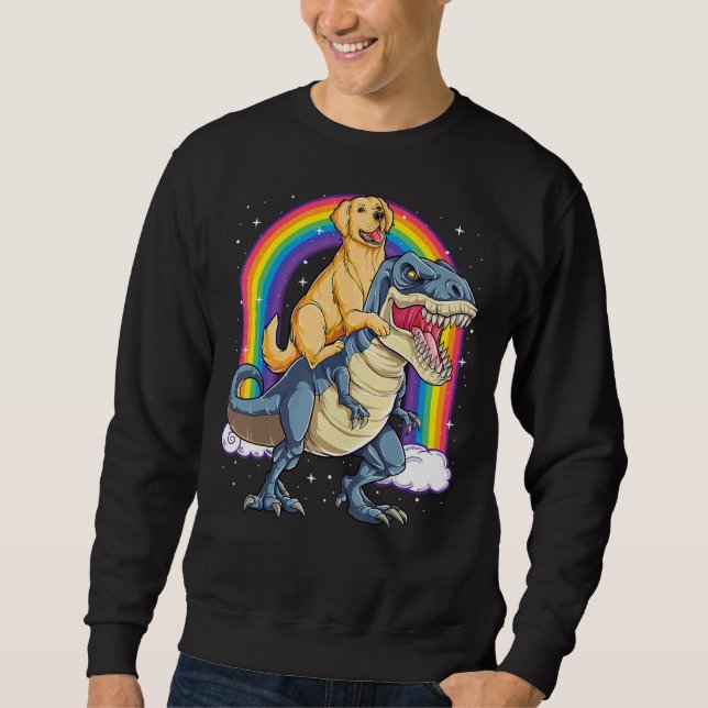 Sweatshirt Golden Retriever équitation Dinosaur Rex Boys Rain (Devant)