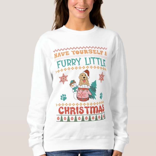Sweatshirt Golden Retriever Furry Little Christmas (Devant)