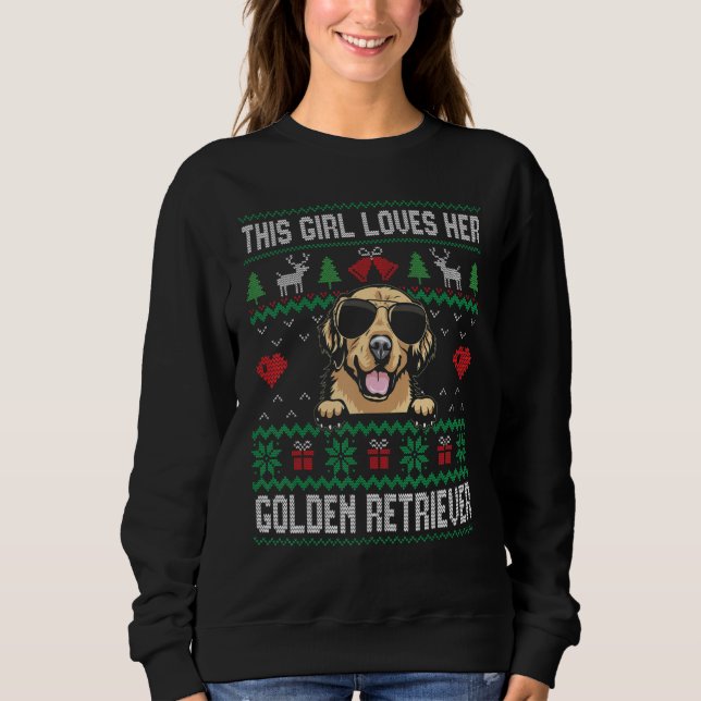 Sweatshirt Golden Retriever Girl Cool Ugly Christmas for Dog  (Devant)