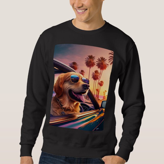 Sweatshirt Golden Retriever  Glasses Car  Golden Retriever (Devant)