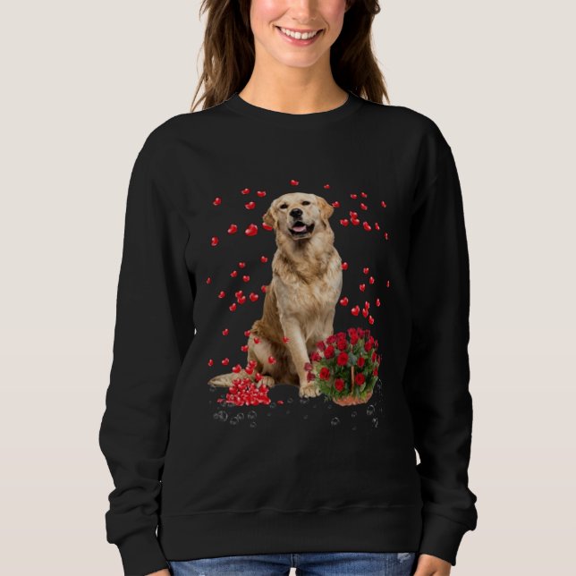 Sweatshirt Golden Retriever Hearts Balloons And Rose Basket V (Devant)