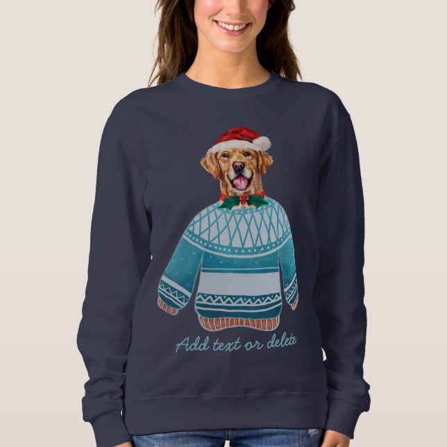 Sweatshirt Golden Retriever portant un pull de Noël moche pou (Devant)