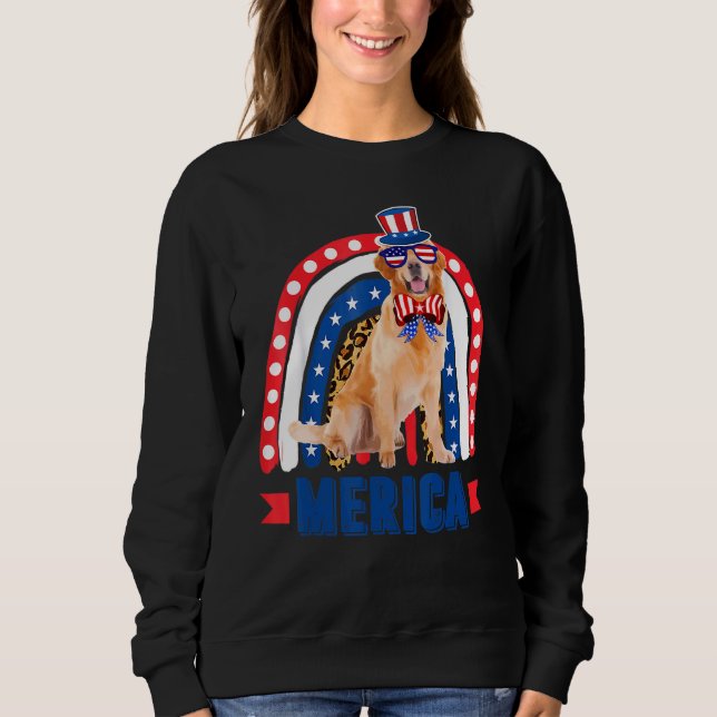 Sweatshirt Golden Retriever Rainbow Leopard Merica Drapeau 4e (Devant)