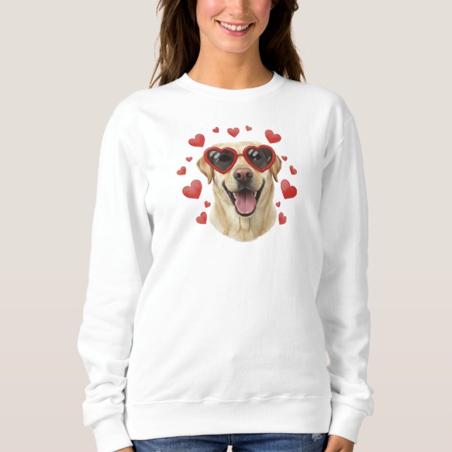 Sweatshirt Golden Retriever Saint-Valentin Huile sur toile Po (Devant)