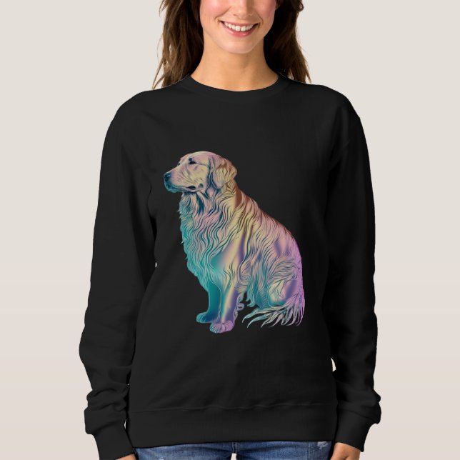 Sweatshirt Golden Retriever Vaporwave Retrowave Aesthetic  2 (Devant)