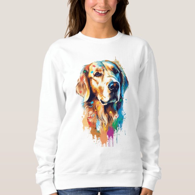 Sweatshirt Golden Retriever Vibrant et coloré (Devant)