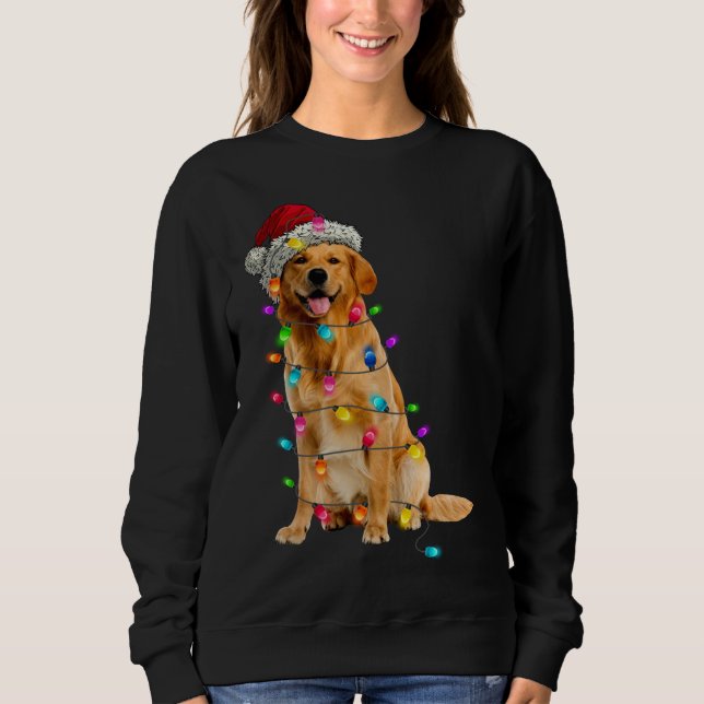 Sweatshirt Golden Retrivers Lumières de Noël Casquette Père N (Devant)