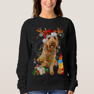Sweatshirt Goldendoodle Reindeer Feux de Noël Drôle Chien X