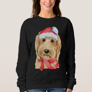 Sweatshirt Goldendoodle Santa Hat Red Scarf mignon Chien Chri