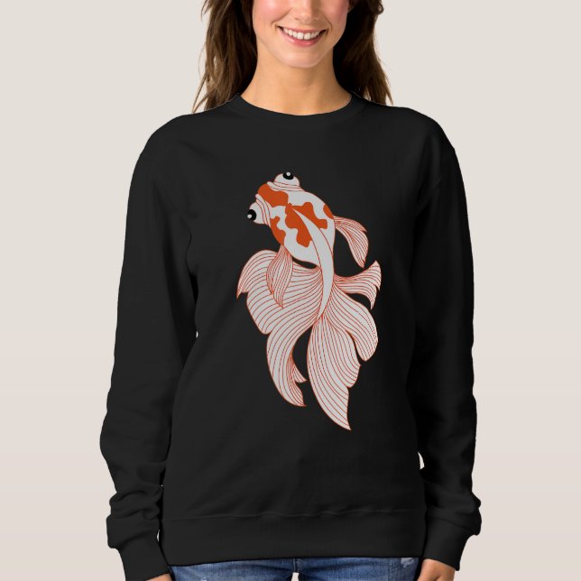 Sweatshirt Goldfish Fancy Rouge Blanc Calico Ryukin Fantail V (Devant)