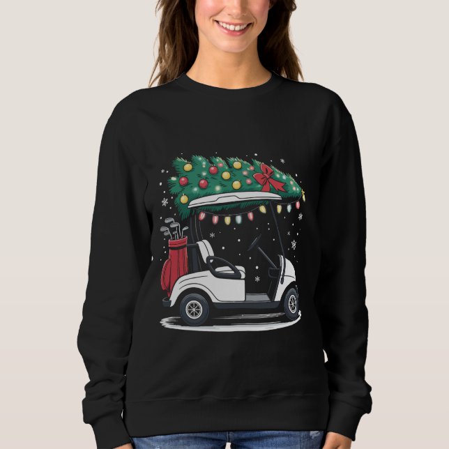 Sweatshirt Golf Cart Christmas Tree Lights Xmas Sport Golfer  (Devant)