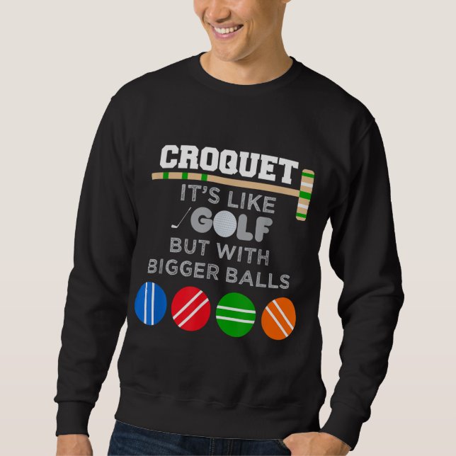 Sweatshirt Golf Croquet Jeu Ball Mallet Wickets Drôle Joueur (Devant)