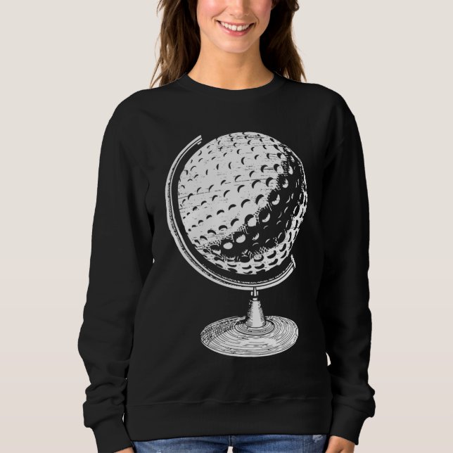 Sweatshirt Golf Globe Golf Ball Globe Dans Un Stand Golfer (Devant)