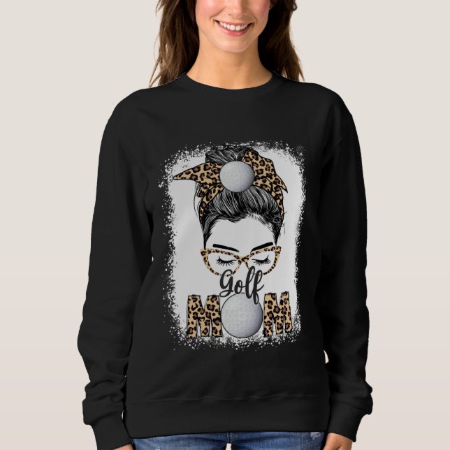 Sweatshirt Golf Mom Game Day Messy Bun Leopard Mother s Day W (Devant)