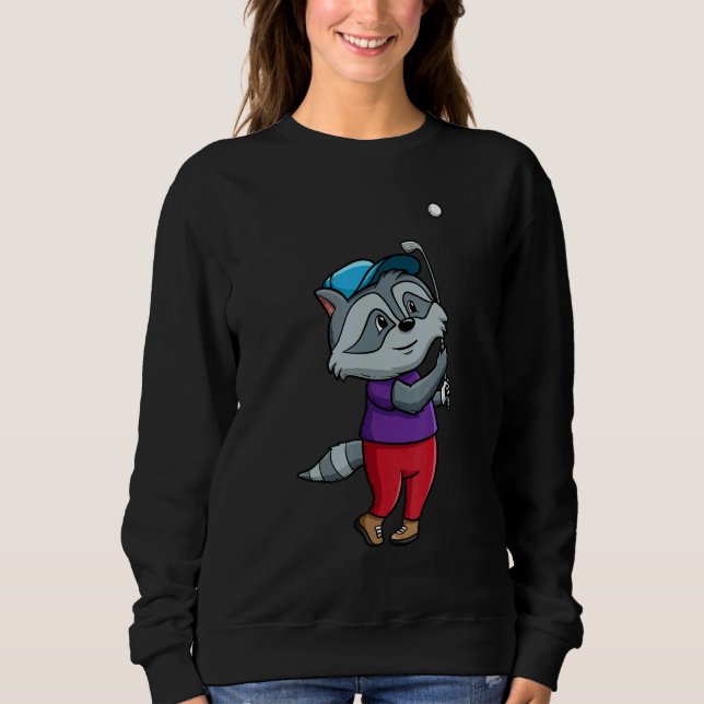 Sweatshirt Golf Raccoon wild Animal Trash Panda Golfing Golfe (Devant)