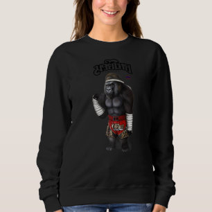 Sweatshirt Gorilla As Muay Thai Kick Boxer Champion 1